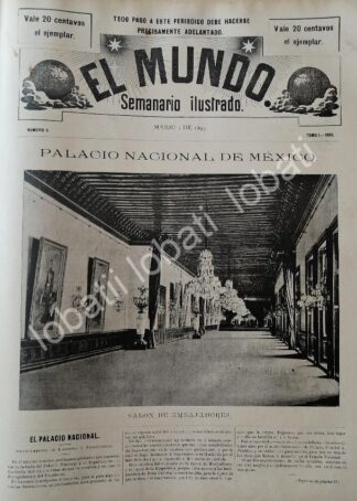 CARTEL ANTIGUO ORIGINAL DE PALACIO NACIONAL 1895 MEXICO D.F / LDM
