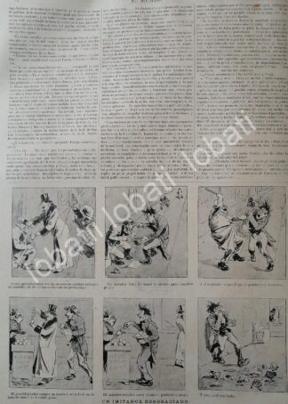 CARTEL ANTIGUO ORIGINAL DE TIRA COMICA ANTIGUA 1895. UN IMITADOR DESGRACIADO