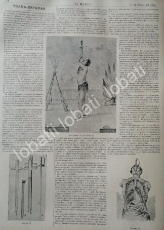 CARTEL ANTIGUO ORIGINAL DE EL ACTO DE LOS TRAGA ESPADAS 1895