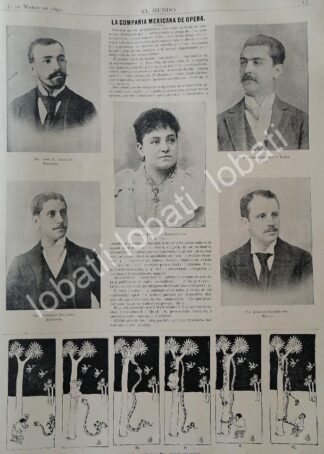 CARTEL ANTIGUO ORIGINAL DE CANTANTES DE LA COMPAÑIA MEXICANA DE OPERA 1895 /FEP