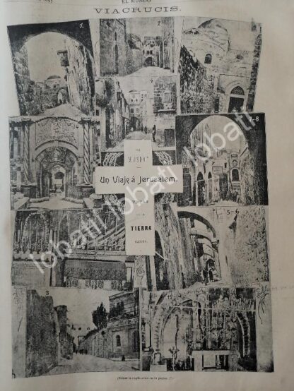 CARTEL ANTIGUO ORIGINAL DE VIAJE A JERUSALEM & TIERRA SANTA, VIACRUCIS ETC 1895 / RLG - Image 2