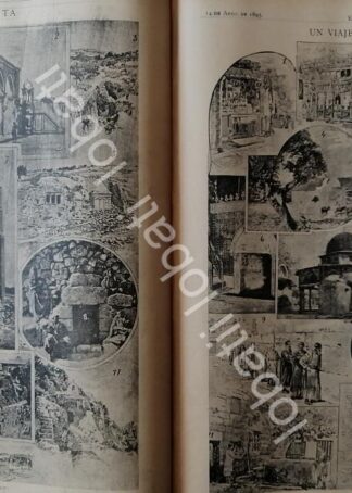 CARTEL ANTIGUO ORIGINAL DE VIAJE A JERUSALEM & TIERRA SANTA, VIACRUCIS ETC 1895 / RLG