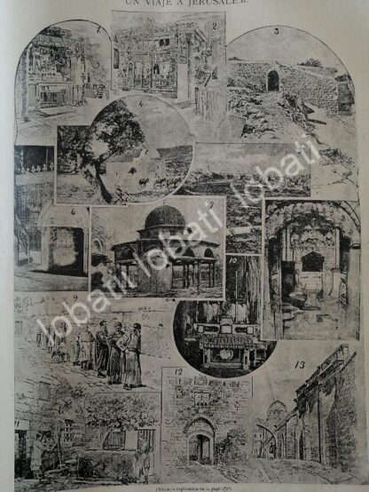 CARTEL ANTIGUO ORIGINAL DE VIAJE A JERUSALEM & TIERRA SANTA, VIACRUCIS ETC 1895 / RLG - Image 4