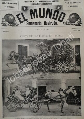 PORTADA ANTIGUA ORIGINAL  1895 FIESTA FLORAL, PUEBLA, FOTO DE LORENZO BECERRIL /ASM