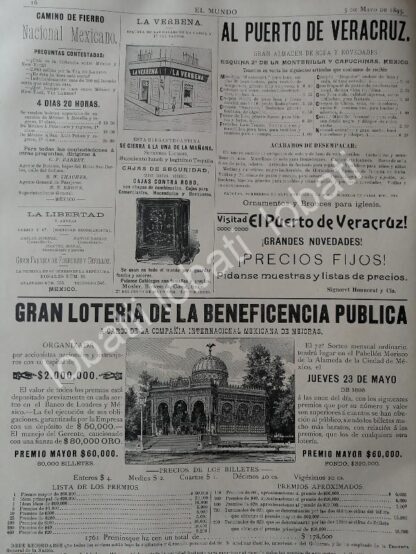 CARTEL ANTIGUO ORIGINAL DE FABRICA DE MUEBLES MUEBLES JORGE UNNA 1895 Y LOTERIA NACIONAL - Image 2