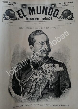 PORTADA ANTIGUA ORIGINAL  1895 EL REY GUILLERMO II TERINA EL CANAL DE KIEL