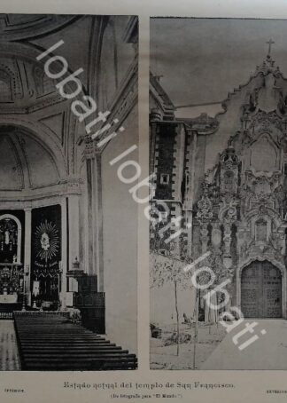 CARTEL ANTIGUO ORIGINAL DE 1895. EL TEMPLO DE SAN FRANCISCO D.F (CENTRO HISTORICO) /RLG