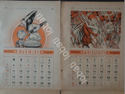 CARTEL ANTIGUO ORIGINAL DE CALENDARIO ANTIGUO 1943 DIBUJOS DE BONIFACIO MACIAS - Image 2