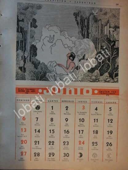 CARTEL ANTIGUO ORIGINAL DE CALENDARIO ANTIGUO 1943 DIBUJOS DE BONIFACIO MACIAS - Image 4