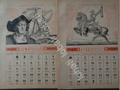 CARTEL ANTIGUO ORIGINAL DE CALENDARIO ANTIGUO 1943 DIBUJOS DE BONIFACIO MACIAS - Image 6