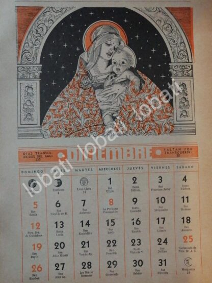 CARTEL ANTIGUO ORIGINAL DE CALENDARIO ANTIGUO 1943 DIBUJOS DE BONIFACIO MACIAS - Image 8