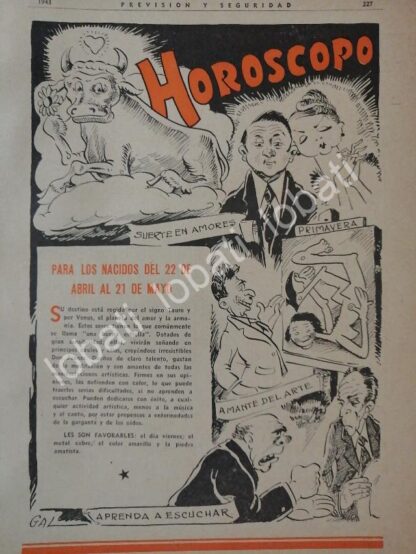 CARTEL ANTIGUO ORIGINAL DE 12 HOROSCOPOS DE 1943 ENERO/DICIEMBRE POR: LEONEL GARCIA - Image 10