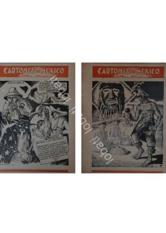 CARTEL ANTIGUO ORIGINAL DE 2 TIRAS COMICAS. " CARTONES DE MEXICO " POR: LEONEL GARCIA 1943