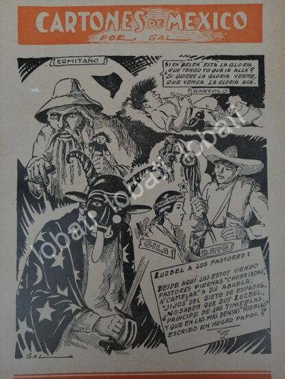 CARTEL ANTIGUO ORIGINAL DE 2 TIRAS COMICAS. " CARTONES DE MEXICO " POR: LEONEL GARCIA 1943 - Image 4