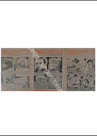 CARTEL ANTIGUO ORIGINAL DE 3 TIRAS COMICAS. " CASOS Y COSAS " POR: LEONEL GARCIA 1943
