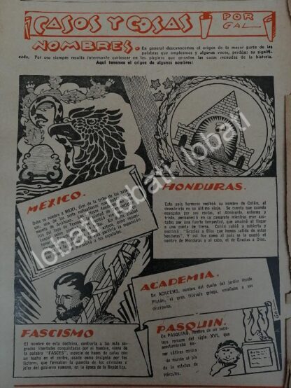 CARTEL ANTIGUO ORIGINAL DE 3 TIRAS COMICAS. " CASOS Y COSAS " POR: LEONEL GARCIA 1943 - Image 2