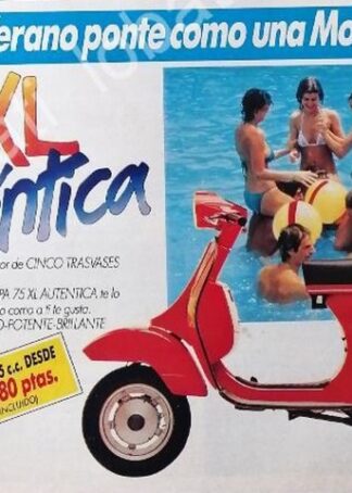 CARTEL ANTIGUO ORIGINAL DE MOTOCICLETAS. MOTONETA VESPA XL 1987