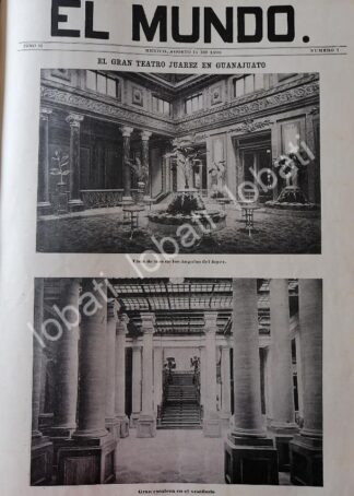 CARTEL ANTIGUO ORIGINAL DE EL TEATRO BENITO JUAREZ DE GUANAJUATO 1898 / LDM