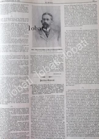 CARTEL ANTIGUO ORIGINAL DE BLAS ESCONTRIA BUSTAMANTE DESIGNADO GOBERNADOR INTERINO DE S.L.P 1898