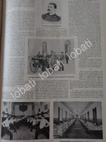 CARTEL ANTIGUO ORIGINAL DE ESCENAS DEL COLEGIO MILITAR DE CHAPULTEPEC 1898 / MLT - Image 2