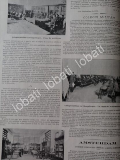 CARTEL ANTIGUO ORIGINAL DE ESCENAS DEL COLEGIO MILITAR DE CHAPULTEPEC 1898 / MLT - Image 4
