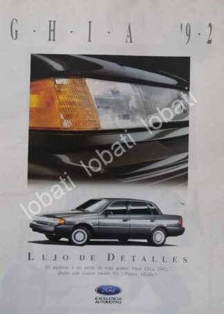 CARTEL ANTIGUO ORIGINAL DE AUTOS FORD GHIA ( TOPAZ ) 1992 /N999