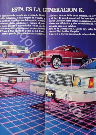 CARTEL ANTIGUO ORIGINAL DE AUTOS CHRYSLER SERIE K. VOLARE K Y DART-K 1986 /955