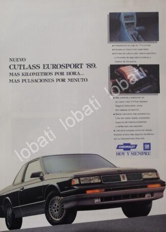 CARTEL ANTIGUO ORIGINAL DE AUTOS CHEVROLET CUTLASS EUROSPORT 1989 /919