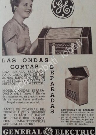 CARTEL ANTIGUO ORIGINAL DE MINI CARTEL RADIOS GENERAL ELECTRIC ONDA CORTA 1941 /401