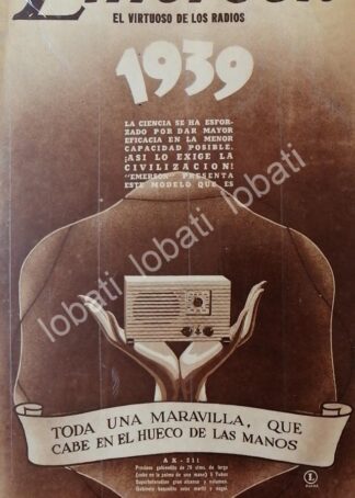CARTEL ANTIGUO ORIGINAL DE PUBLICIDAD ANTIGUA RADIOS EMERSON 1939 /395