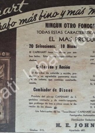 CARTEL ANTIGUO ORIGINAL DE PUBLICIDAD ANTIGUA RADIOS CAPEHART 1935 /391 MUY RARO