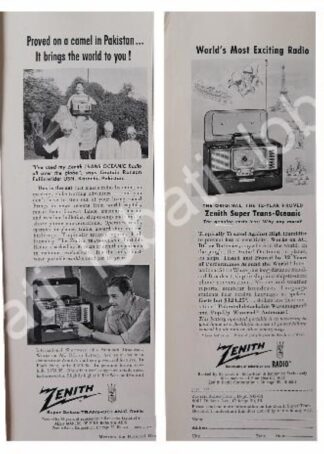 CARTEL ANTIGUO ORIGINAL DE SET DE 4 AFICHES RADIOS ZENITH TRANSOCEANICO 1960s/ 298