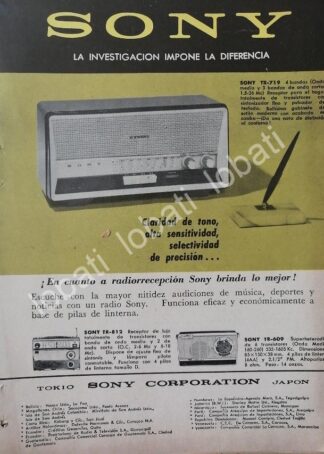 CARTEL ANTIGUO ORIGINAL DE MINI CARTEL RADIOS SONY SERIES TR-719 Y MAS 1960s / 297