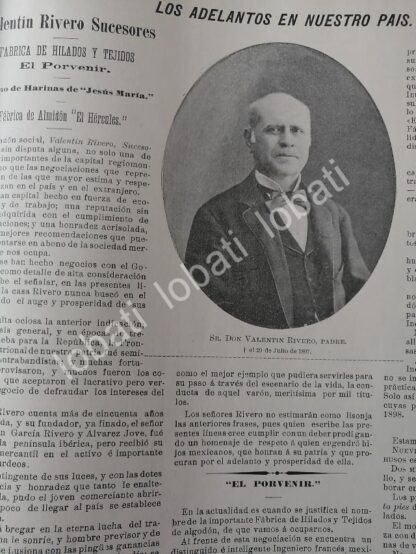 CARTEL ANTIGUO ORIGINAL DE VALENTIN RIVERO Y FABRICA DE HILADOS Y TEJIDOS EL PORVENIR 1899 MONTERREY - Image 2