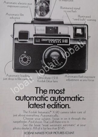 CARTEL ANTIGUO ORIGINAL DE CAMARAS FOTOGRAFICAS KODAK INSTAMATIC X-90 1970s /516