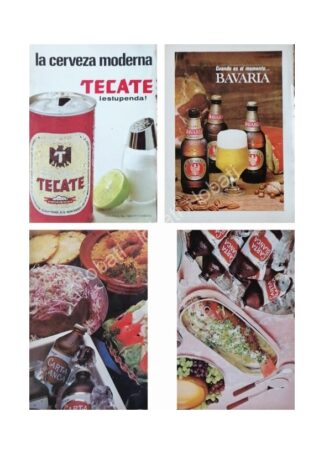 CARTEL ANTIGUO ORIGINAL DE SET DE 4 AFICHES RETRO CERVEZAS VARIAS, AÑOS 70s /208