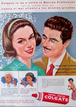 CARTEL ANTIGUO ORIGINAL DE CREMA DENTAL COLGATE 1959 /78