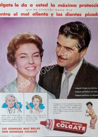 CARTEL ANTIGUO ORIGINAL DE CREMA DENTAL COLGATE 1959 /77
