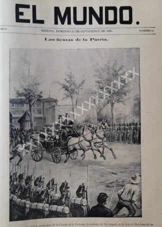 PORTADA ANTIGUA 1896 PORFIRIO DIAZ EN CARRUAJE