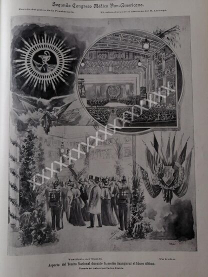 GRABADO ANTIGUO 1896 DE CARLOS ALCALDE, TEATRO NACIONAL