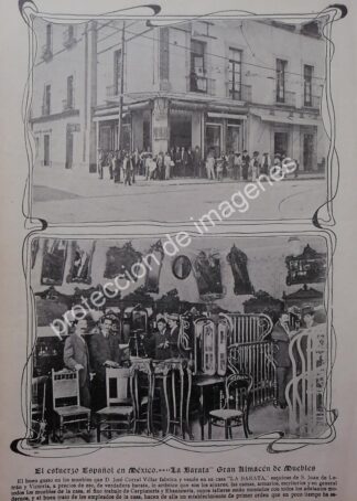 AFICHE ANTIGUO 1912. JOSE CORRAL VILLAR Y SU MUEBLERIA LA BARATA