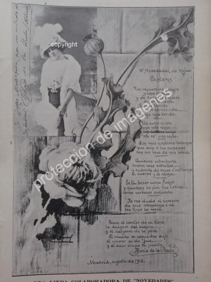 AFICHE ANTIGUO 1913. POEMA INEDITO GLORIA DE LA PRADA NAVARRO