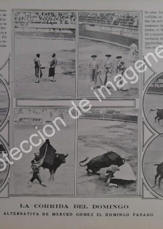 AFICHE ANTIGUO 1912 TORERO MERCED GOMEZ TOMA ALTERNATIVA