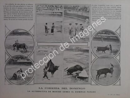 AFICHE ANTIGUO 1912 TORERO MERCED GOMEZ TOMA ALTERNATIVA