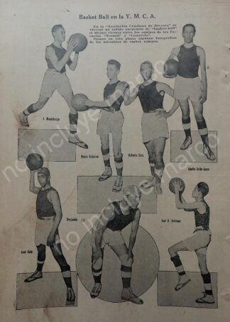 AFICHE ANTIGUO 1920 EQUIPO DE BASQUETBALL DE LA Y.M.C.A. D.F