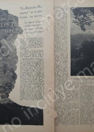 AFICHE ANTIGUO 1920 VOLCAN POPOCATEPETL AMENAZA