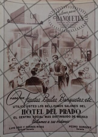 CARTEL PUBLICIDAD ANTIGUA HOTEL DEL PRADO 1951 /887