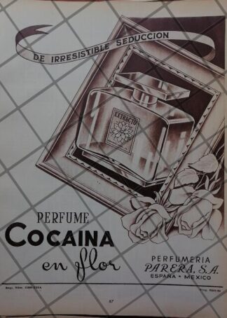 CARTEL PUBLICITARIO ANTIGUO PERFUME. COCAINA EN FLOR 1951