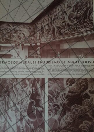 AFICHE RETRO ORIGINAL. MURALES DEL PINTOR ANGEL BOLIVER 1970