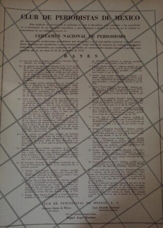 AFICHE RETRO ORIGINAL. 1ER CERTAMEN NACIONAL DE PERIODISMO 1973